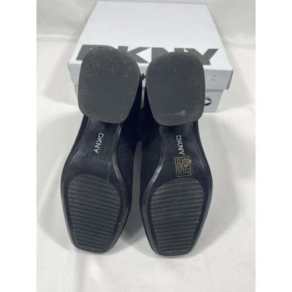 DKNY Caleena Heeled Boot Womens Size 7 Black Ankle Boots Block Heel Suede Modern - Picture 3 of 5